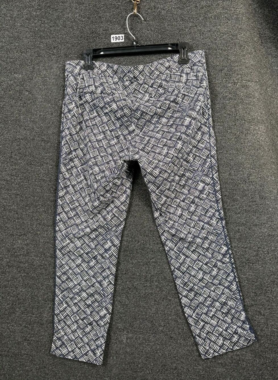 Anthropologie Cartonnier Charlie Ankle Pants Womens Size 10 Black Gray Diamond